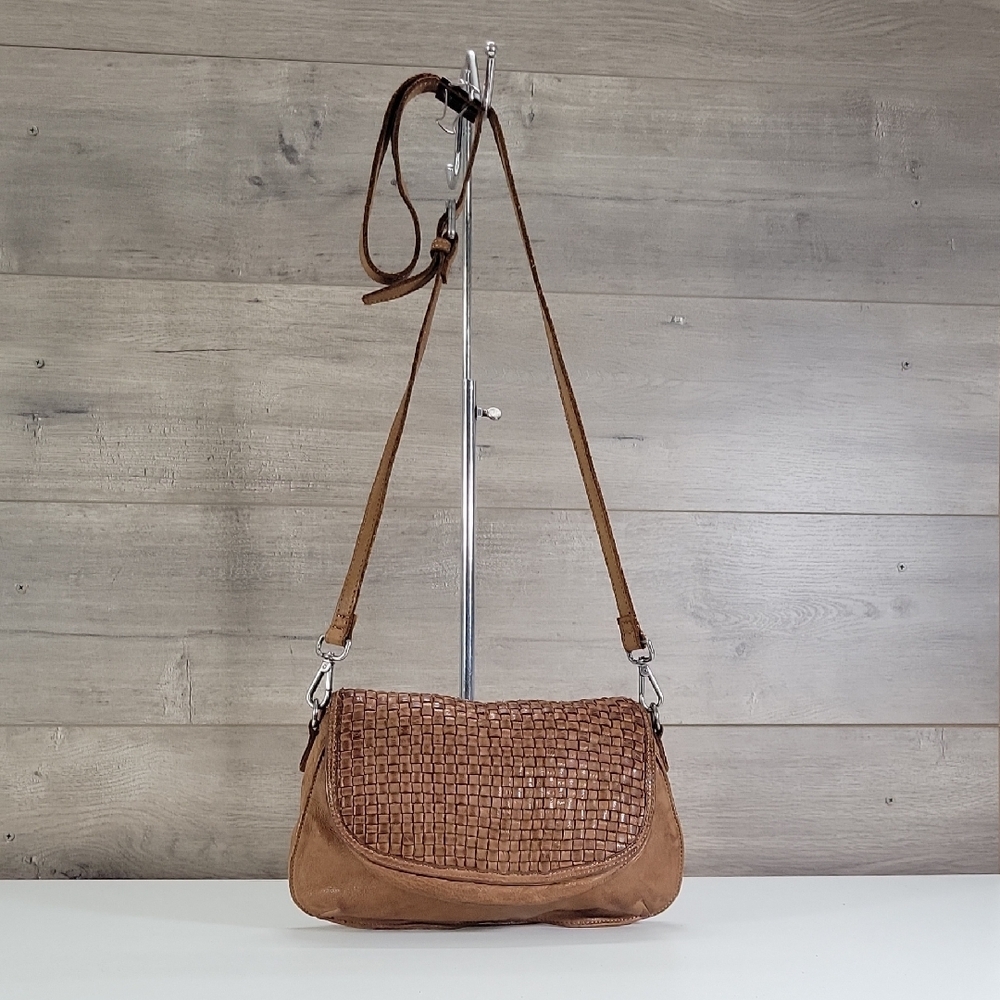 Wilson Vintage Woven Leather Crossbody Bag - Brown